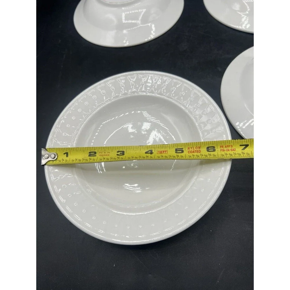 Totally Today TT012 Embossed White Fruit Bowls Set of 4 6.5” Dessert Cereal